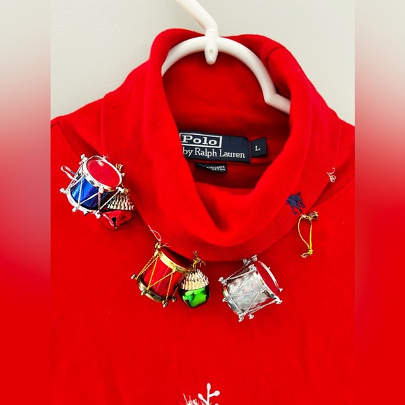 Polo By Ralph Lauren 100% Cotton Red Christmas Sweater Size Large - Picture 3 of 5